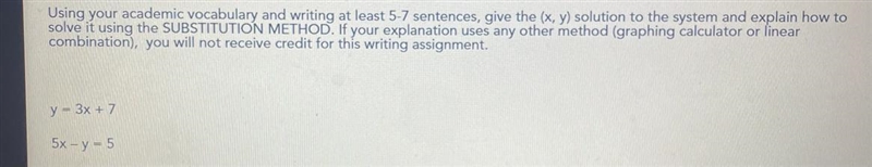 Using your academic vocabulary and writing at least 5-7 sentences, give the (x, y-example-1