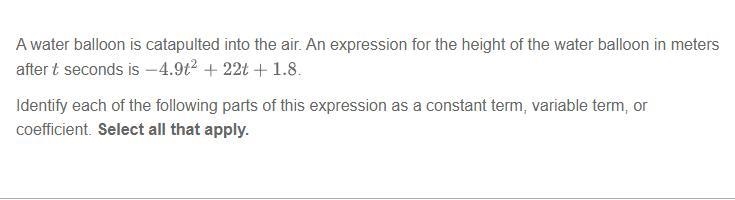 What are the the constant term, variable term, coefficient terms of that equations-example-1