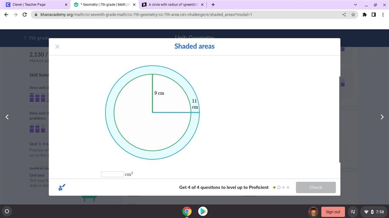 Hi! Please answer quickly! This is an urgent question! A circle with a radius of 9 cm-example-1