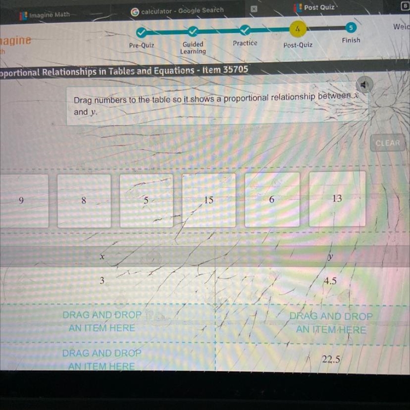 Drag numbers to the table so it shows a proportional relationship between x and y-example-1