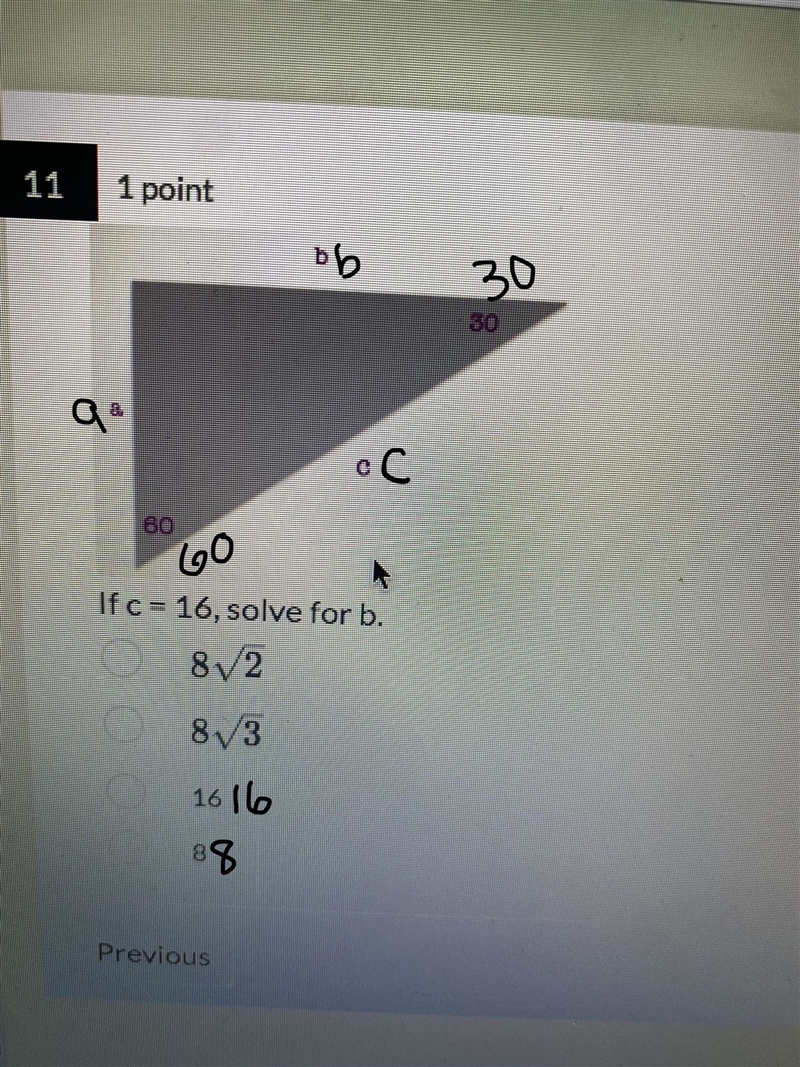 If c = 16, solve for b-example-1