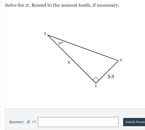 Solve for x. Round to the nearest tenth, if necessary.-example-1