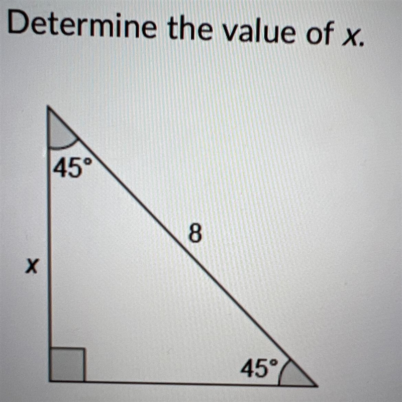 Determine the value of x. 8√2 4√2 4 8￼-example-1