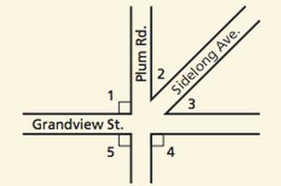 The diagram shows an intersection of roads. Identify all supplementary, complementary-example-1