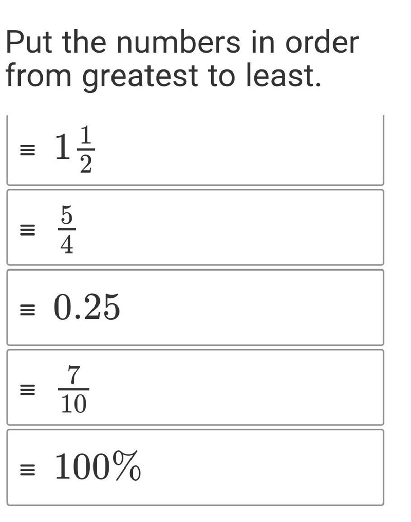 Put the numbers in order from greatest to least. (photo down below)​-example-1