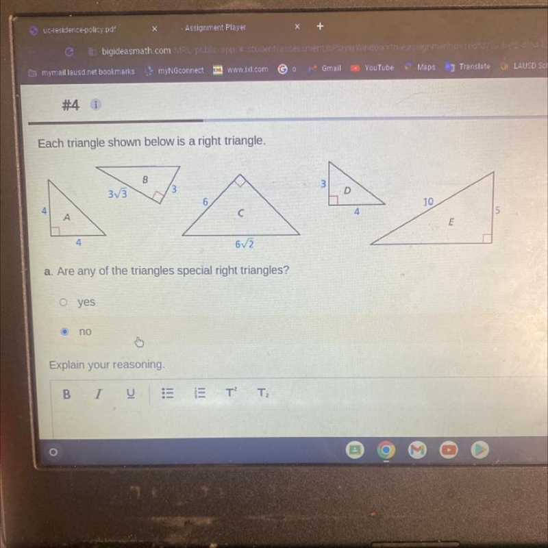 Each triangle shown below is a right triangle.-example-1