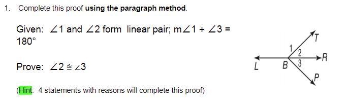 Given: ∠1 and ∠2 form linear pair; m∠1 + ∠3 = 180° Prove: ∠2 ⩭ ∠3-example-1