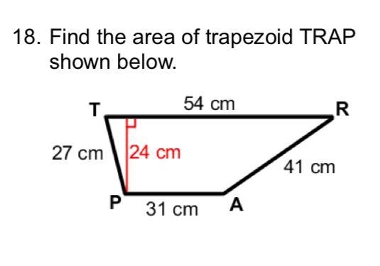 Area of a trapezoid TRAP show work-example-1