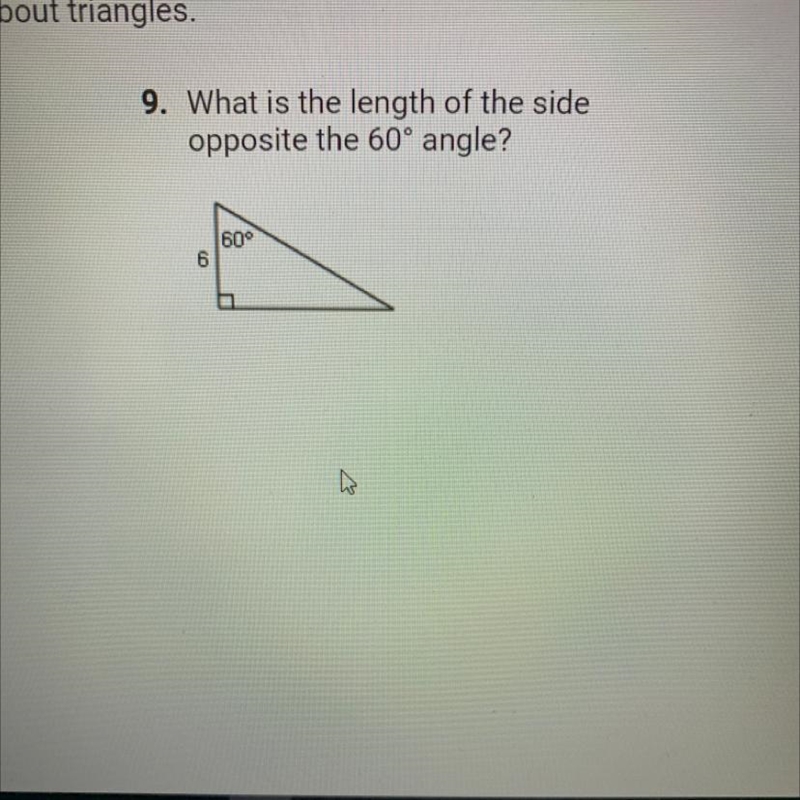 What is the lenght of the side opposite the 60 degree angle?-example-1