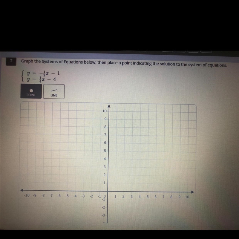 Graph the Systems of Equations below, then place a point Indicating the solution to-example-1