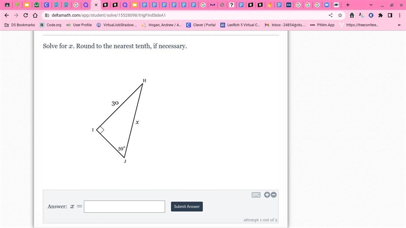 Solve for x. Round to the nearest tenth, if necessary.-example-1