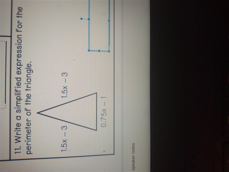 Write a simplified explession for the perimeter of the triangle.-example-1