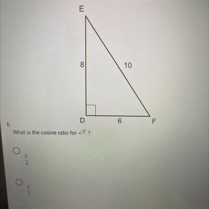 What is the cosine ratio for 5/4 5/3 4/5 3/5-example-1