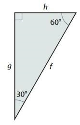 Lindsay sketches a right triangle with lengths f, g, and h as shown. She uses the-example-1