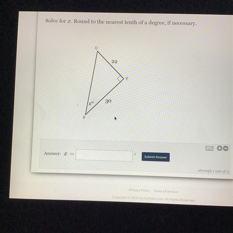 Solve for X round to the nearest tenth degree if necessary-example-1