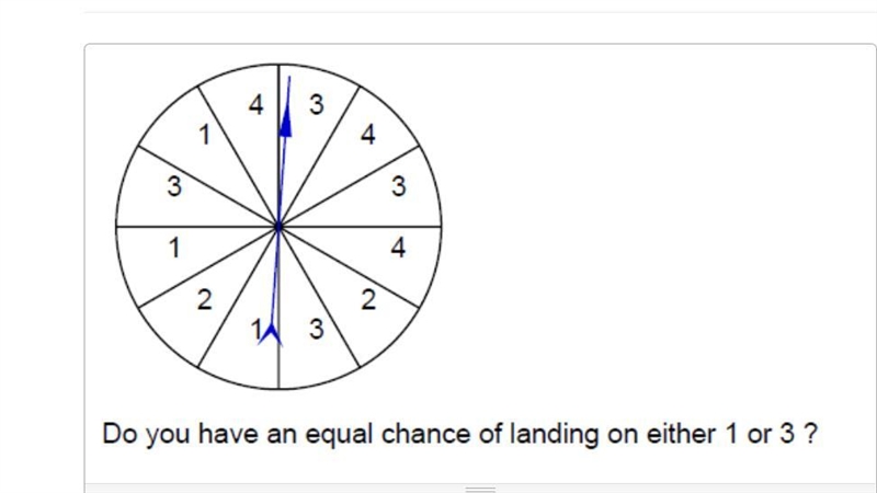 Do you have an equal chance of landing on either 1 or 3?-example-1