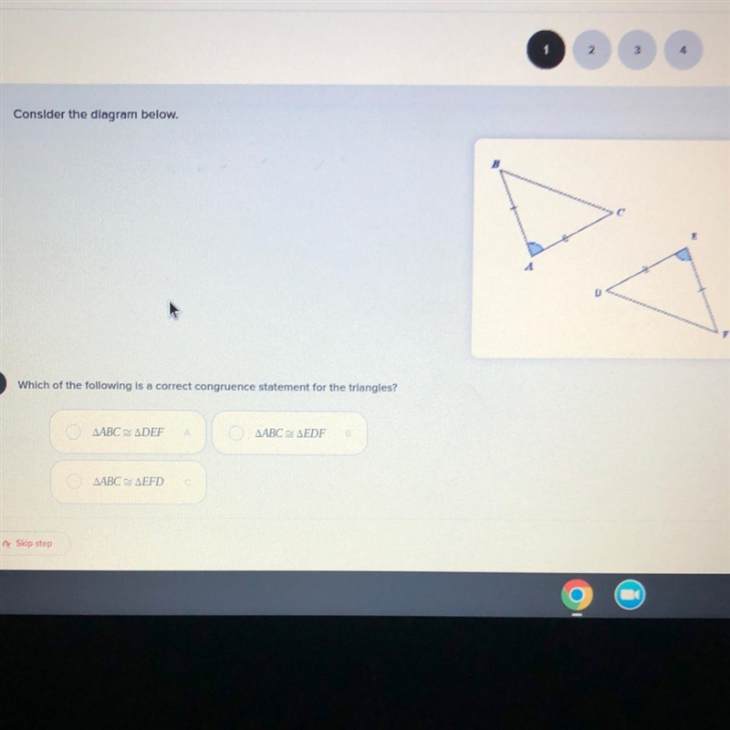 Consider the diagram below. Which of the following is a correct congruence statement-example-1