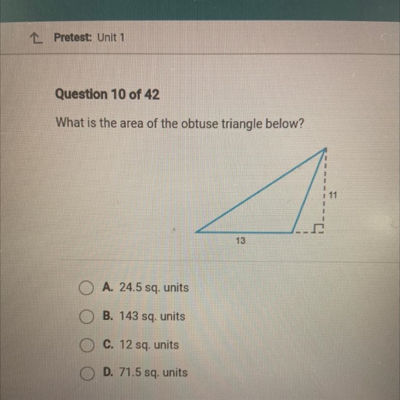 What is the area of the obtuse triangle below?-example-1