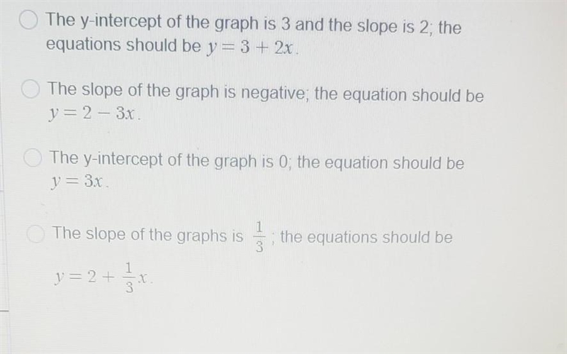 Sarah's wrote the equation y = 2 + 3x. Why is Sarah's equation incorrect? What is-example-1