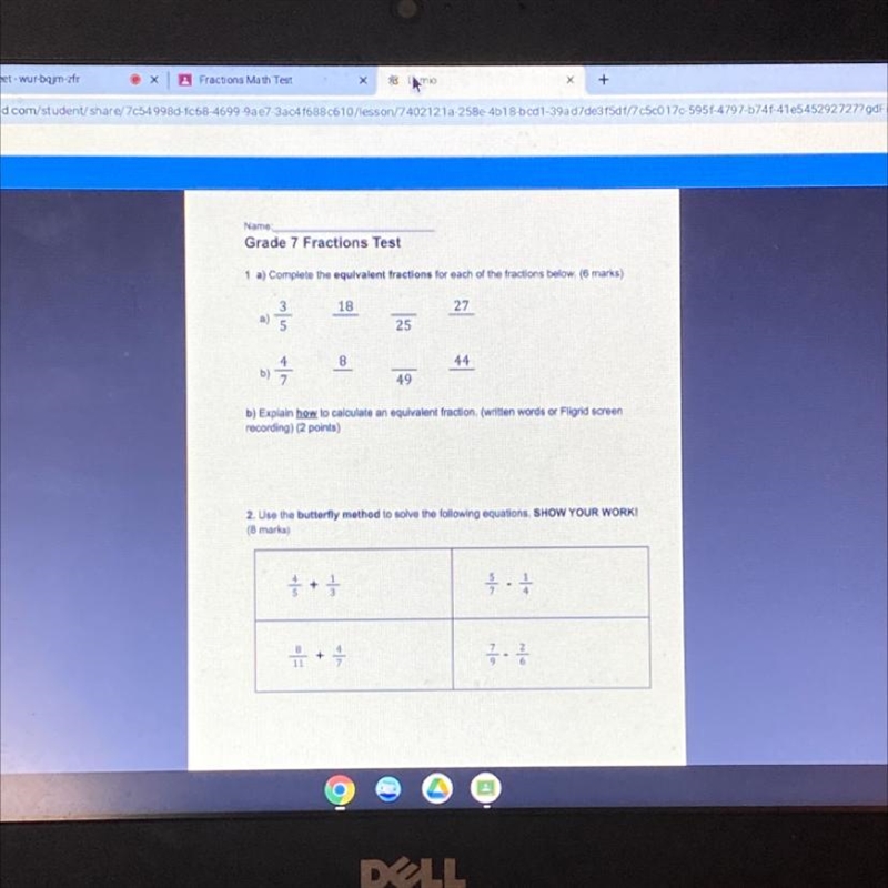 1 a) Complete the equivalent fractions for each of the fractions below. a) 3/5 18/? ?/25 27/? b-example-1