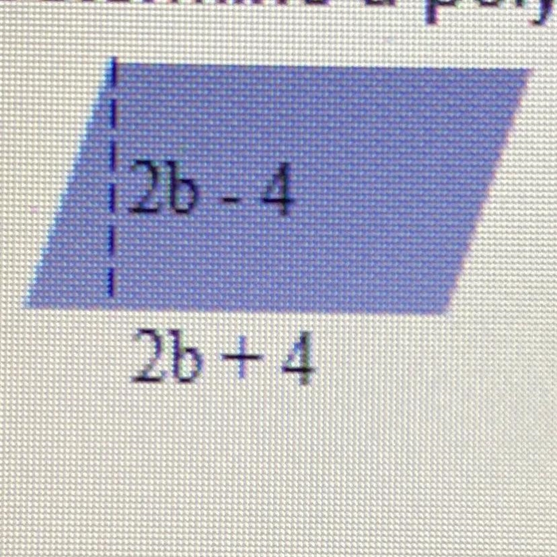 Determine a polynomial that represents the area of the parallelogram. A=-example-1