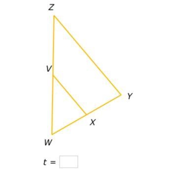 X is the midpoint of WY and V is the midpoint of WZ. If YZ=t and VX=t–25, what is-example-1