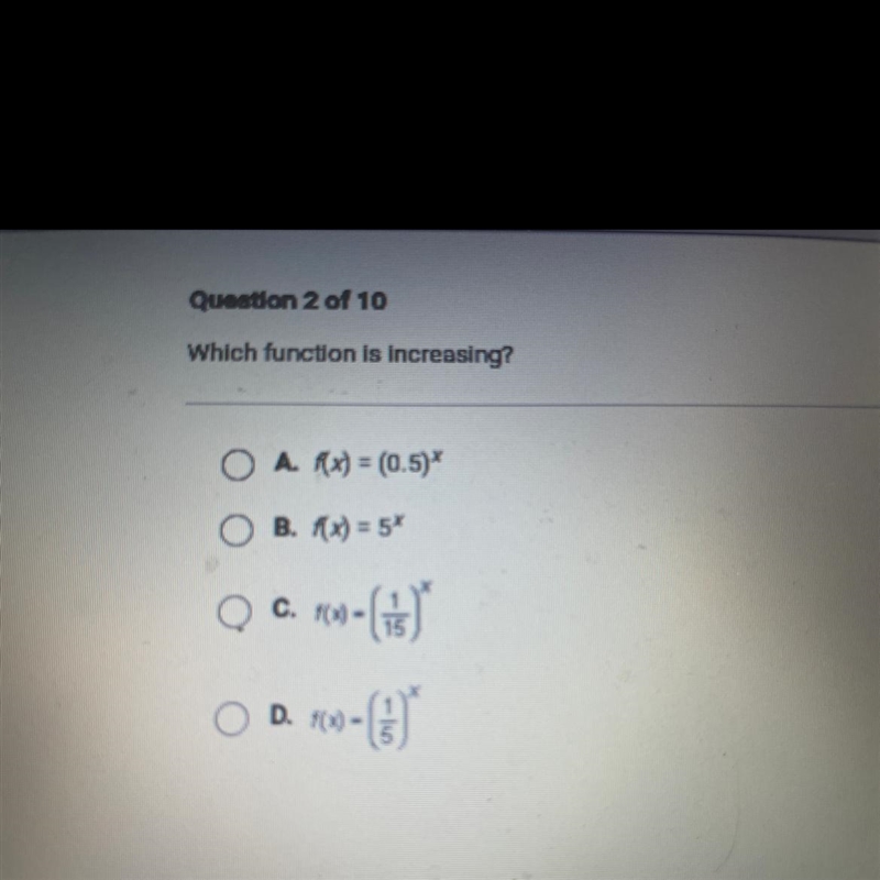 Which function is increasing?-example-1