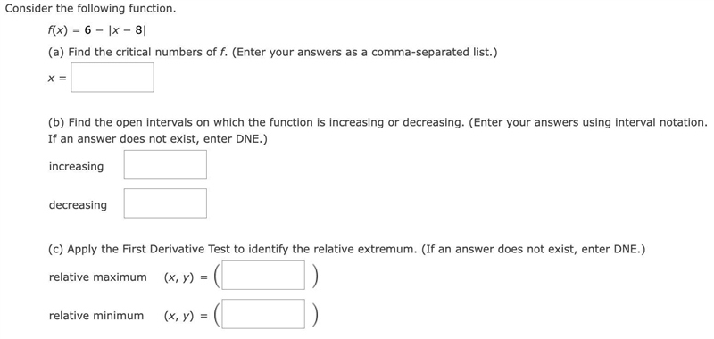 Consider the following function.f(x) = 6 − |x − 8|-example-1