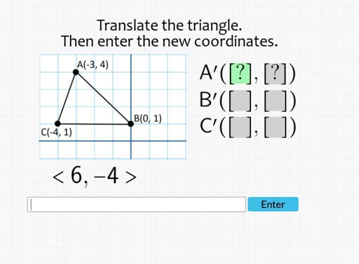 Translate the triangle. Then enter the new coordinates. Question is down below, please-example-1