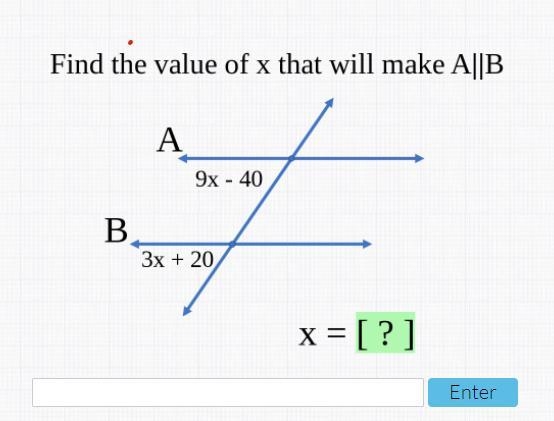 Find the value of x that will make A||B-example-1