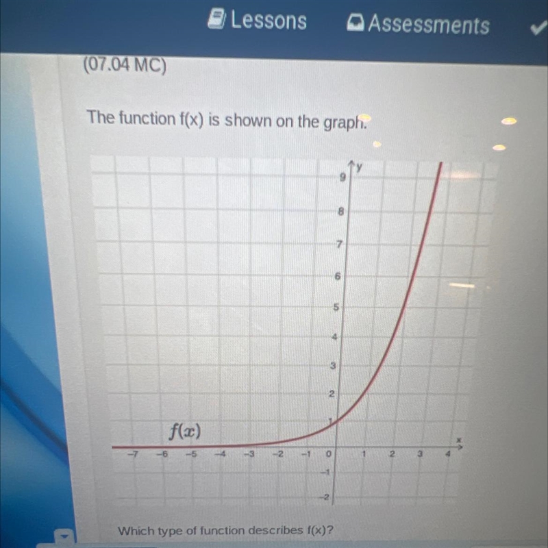 F(x) Which type of function describes f(x)? • Rational Polynomial O Logarithmic • Exponential-example-1