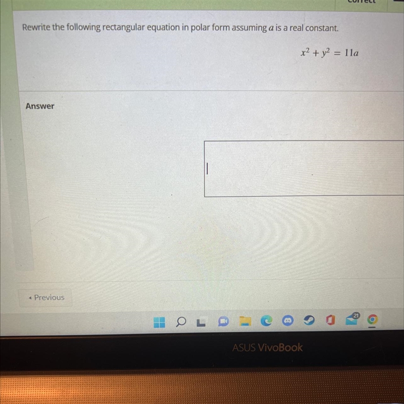 Rewrite the following rectangular equation in polar form assuming a is a real constant-example-1