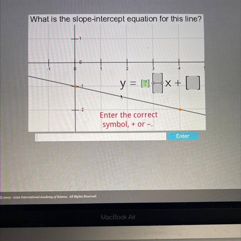 What is the slope-intercept equation for this line?-example-1