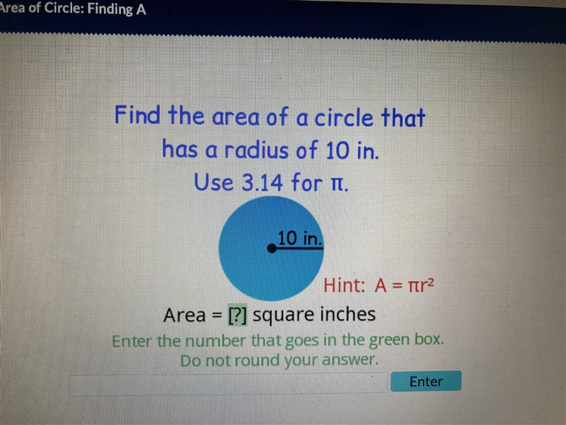 Find the area of the circle-example-1