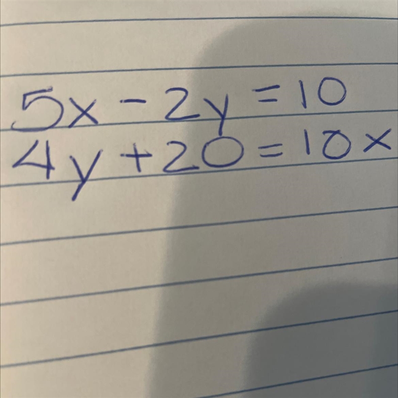 5x-2y=10 4y+20=10x Solving systemd-example-1