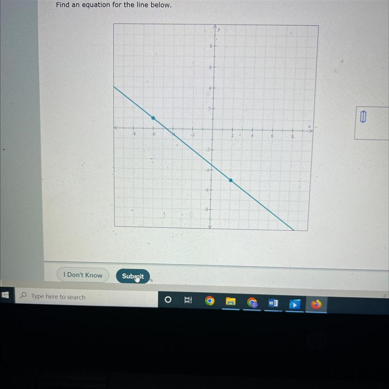 Find an equation for the line below-example-1