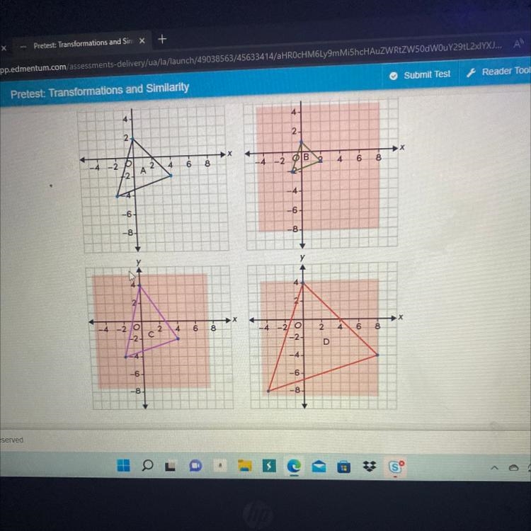 Select the correct image. Which image shows triangle A dilated by a scale factor of-example-1