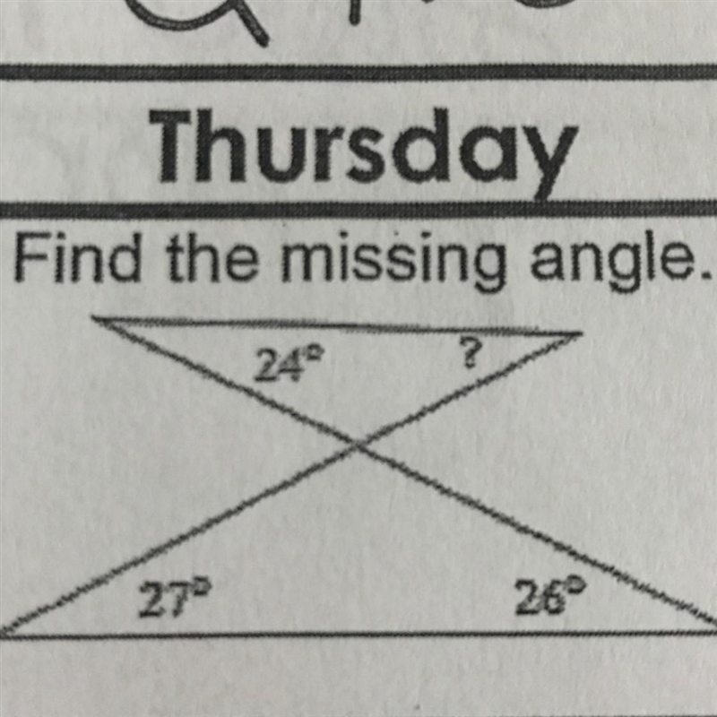 Find the missing angle. 26°-example-1