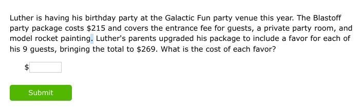 Luther is having his birthday party at the Galactic Fun party venue this year. The-example-1