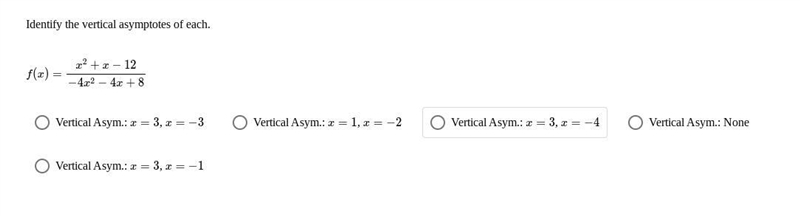 I chose x=3 , x=-4 which was wrong the correct answer is x=1 , x=-2 can someone please-example-1