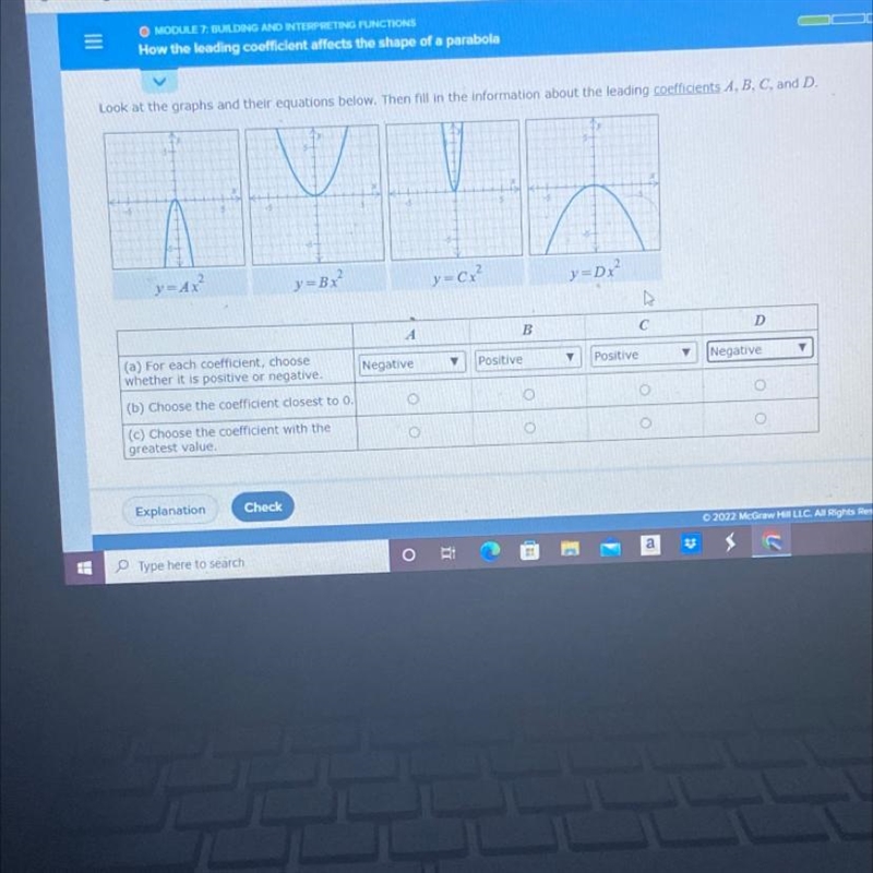 Look at the graphs and their equations below. Then fill in the information about the-example-1