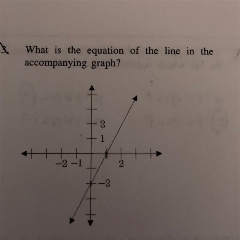 What is the equation of the line in the accompanying graph?-example-1