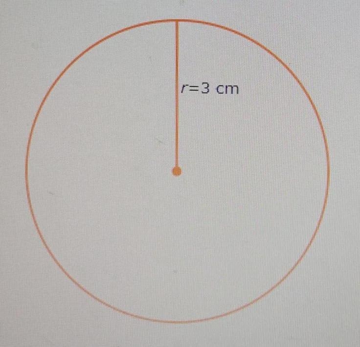 The radius of a circle is 3 centimeters. What is the circumference?Give the exact-example-1