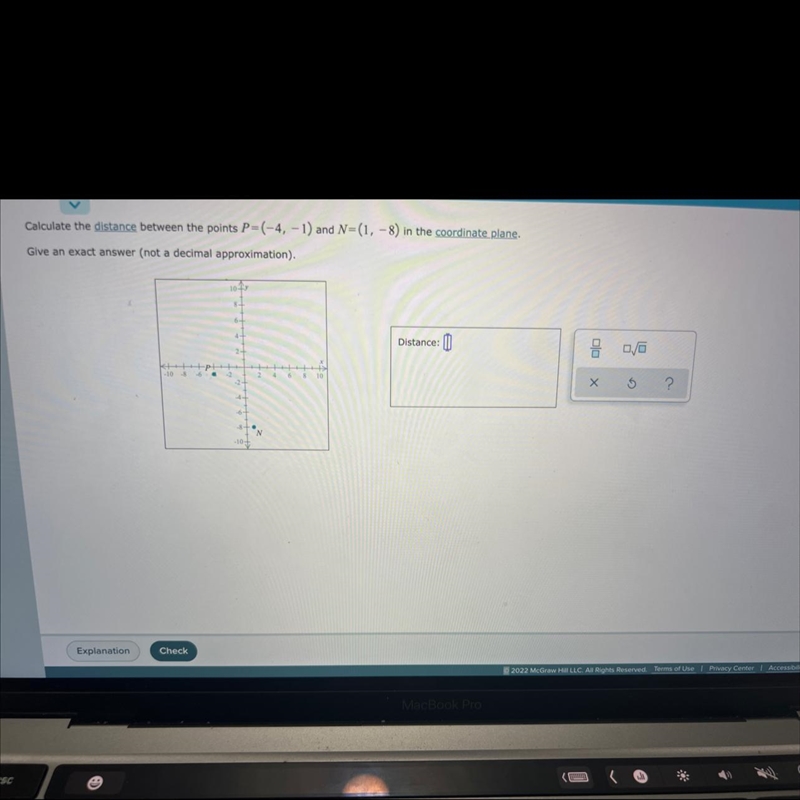 Im not sure how to find the distance between the points.-example-1