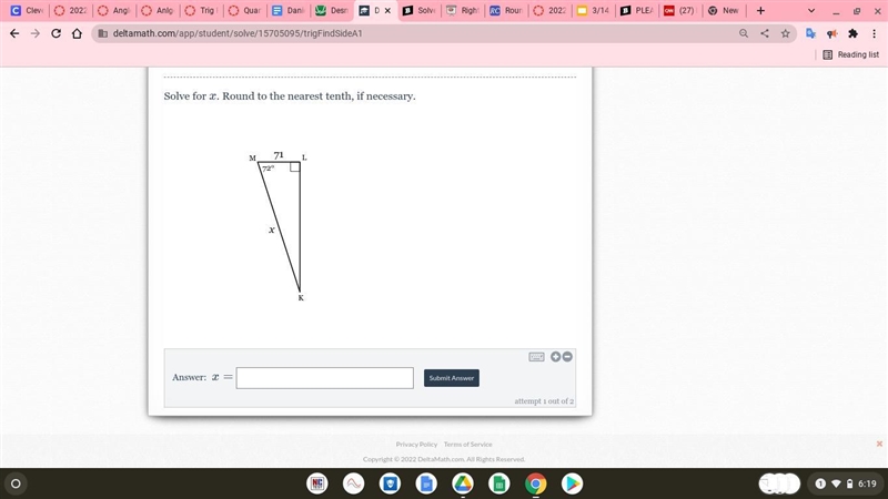 Solve for x. Round to the nearest tenth, if necessary.-example-1