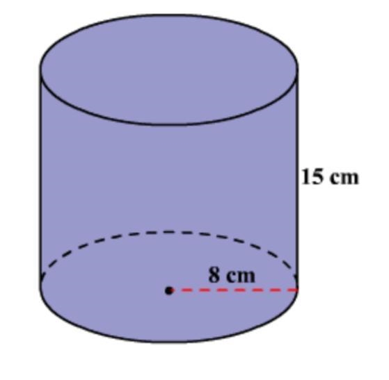 Find the volume of the following cylinder. (Use ) V = ___________ cm-example-1