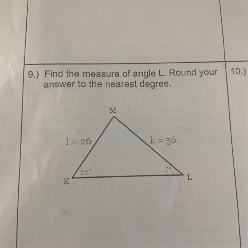 Find the measure of angle L. Round youranswer to the nearest degree.-example-1