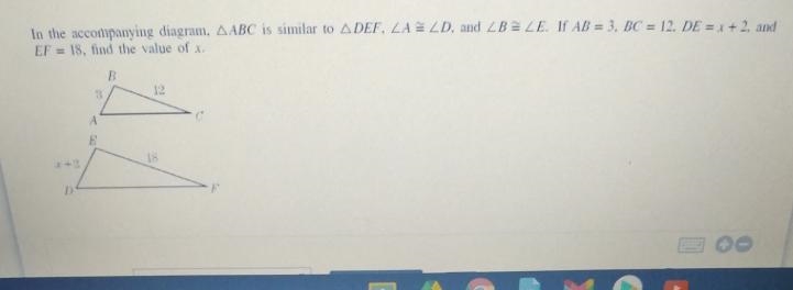 Put your answer as a decimal. In the accompanying diagram. AABC is similar to A DEF-example-1