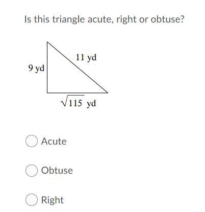 Is this triangle acute, right or obtuse?-example-1