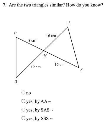 Are the two triangles similar? How do you know? (image attached)-example-1